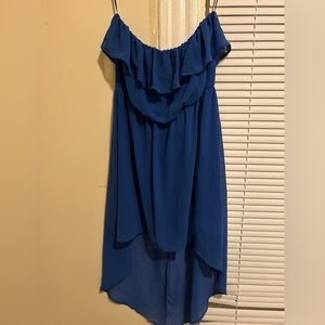 Blue strapless dress